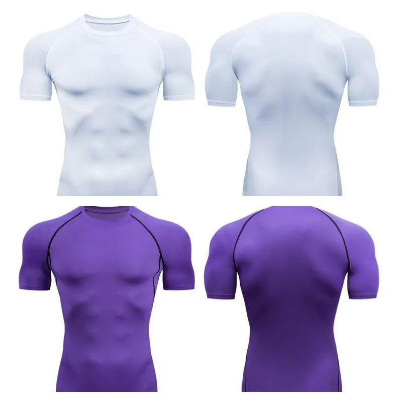 Men Short Sleeve t-Shirt Quick Dry Compression Shirts Fitness Gym t-Shirts Sport Bodybuilding Shirt Running Football Tee Shirts