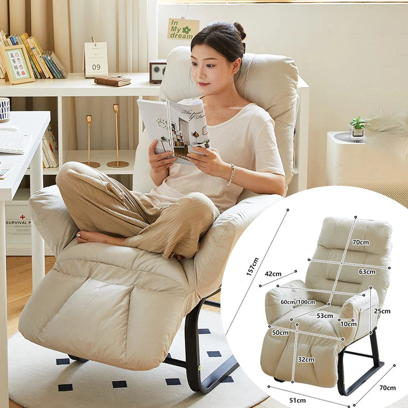 Sofa Chair Comfort Company Home Office Chairs Bedroom Reclining Backrests,Broadcast Chairs Cloth Metal adjustable Soft Foldable