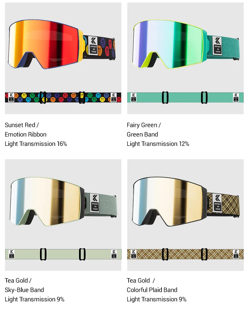 KAPVOE New Outdoor Photochromic Ski Goggles Winter Snow Sports for Unisex Snow Glasses UV400 Anti-fog Magnetic Snowboard Glasses