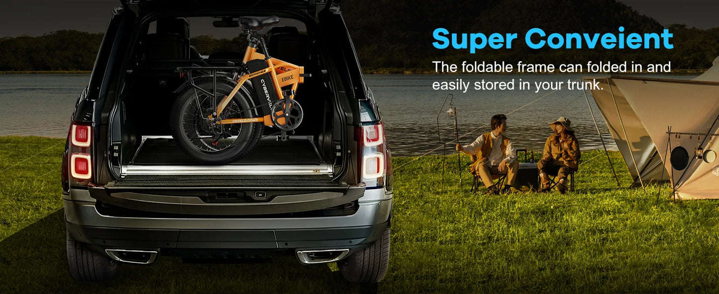 1000W Folding Electric Bike, 48V 20AH Large Removable Battery E Bike, 30+MPH, 80 Miles Max Range, 20" Fat Tire Electric Bike for