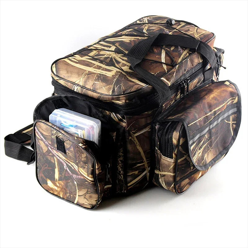 Topline Tackle Versatile Fishing Backpack 50*30*25cm Oxford Fabric Anti-Scratch Convenient Large Capacity Fishing Shoulder Bag