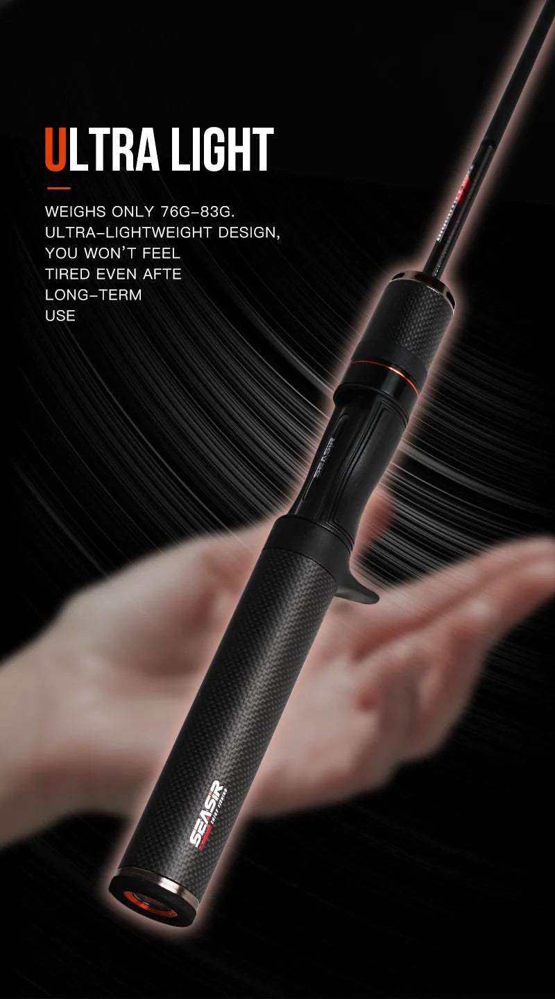 SEASIR Black Arrow Spining Baitcasting Fishing Rod 4.92FT LureWeight 0.8-10gUL Carbon Fiber FUJI O Guide Rings BFS Two Sections