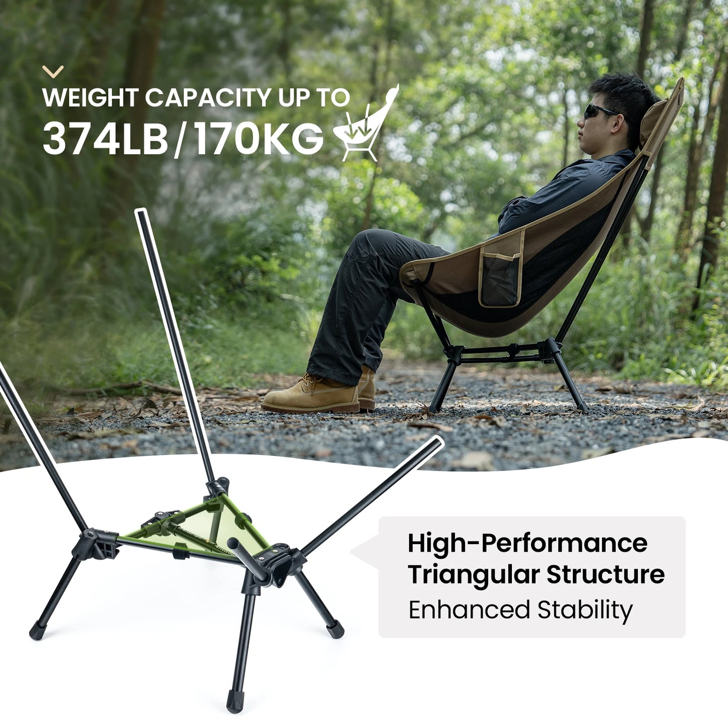 OneTigris Portable Tigerblade Camping Chairs Outdoor High Back Chair For Fishing Trekking BBQ Parties Gardening Indoor Use