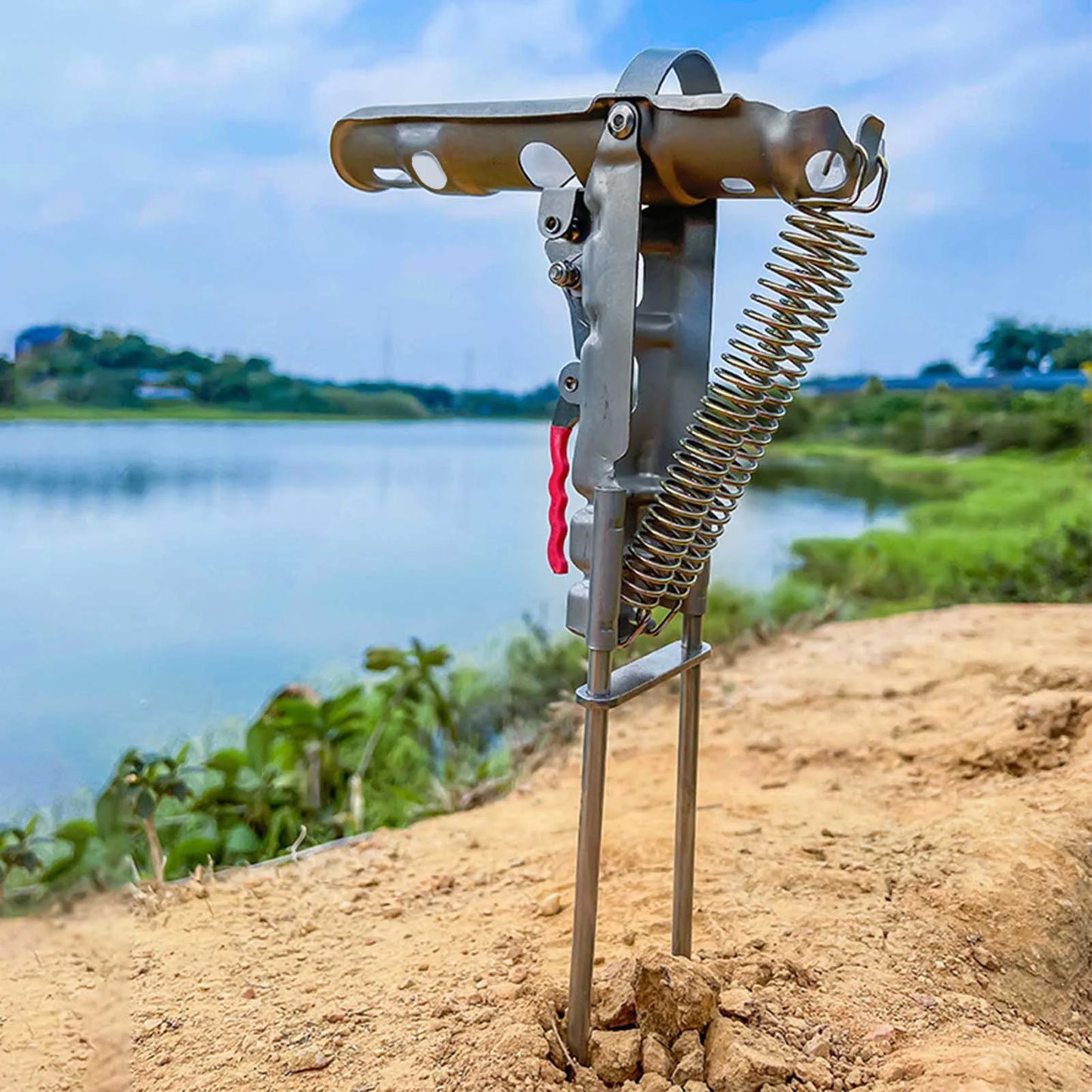 Automatic Spring Fishing Rods Holder Stainless Steel Durable Ground Support Brackets for Sea Lake River Fishing stand