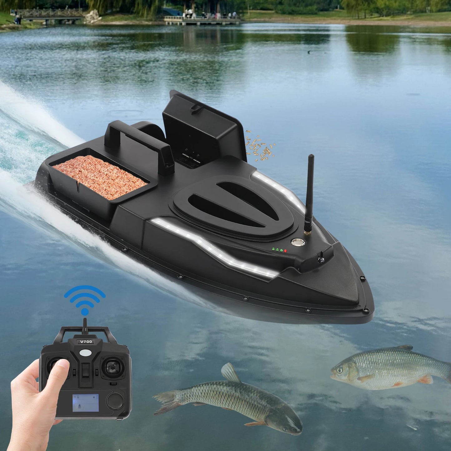 Fishing Bait Boat High Speed Fishing Bait Boat Remote Control Boat for Pool and Lake Bait Boats