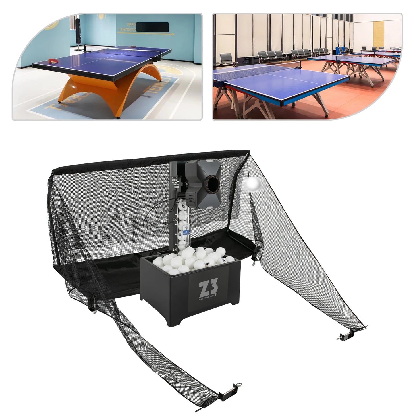Automatic Ping Pong Ball Machine 10 Modes Remote Control Table Tennis Robot Pitching Machine with Net+100 ABS Balls+Ball Picker