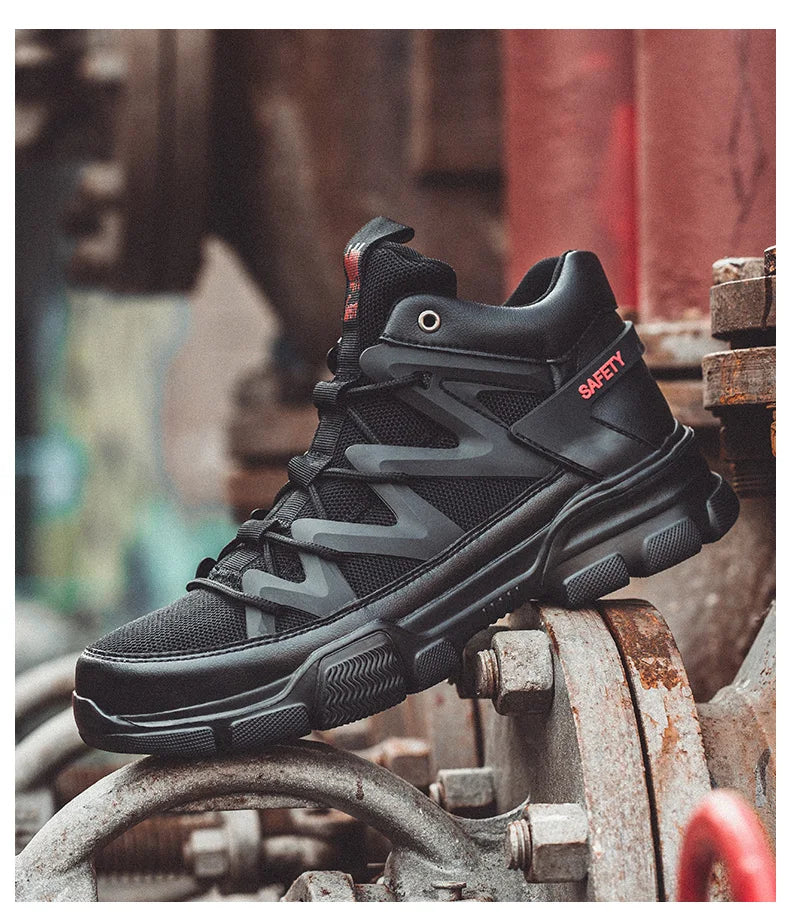 Composite Toe Work Boots Mens Puncture-Proof Midsole Non-Slip Breathable & Comfort Fit for Warehouse Use Anti-smash Work Boots