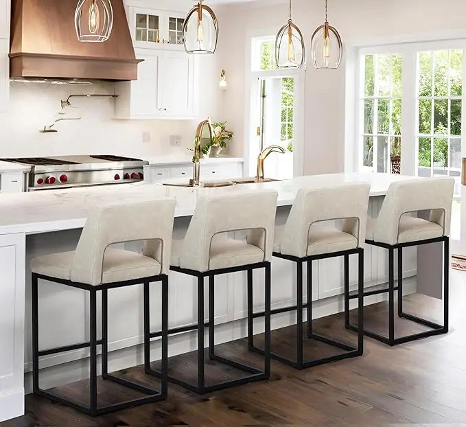 Counter Height Bar Stools for Kitchen Counter Modern Bar Chairs with Backs  for Kitchen Island with Upholstered Faux Leather
