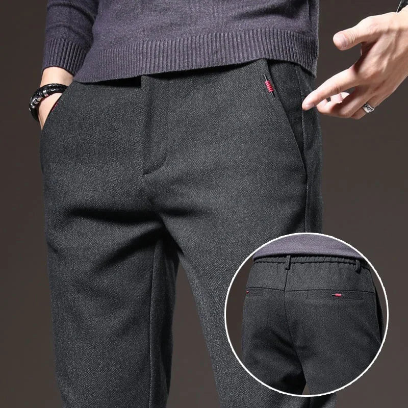Men's Straight Leg Long Daily Pants Casual Straight Slim Fit Narrow Leg Trousers Stylish Male Suit Work Fashion Blue Gray Pants