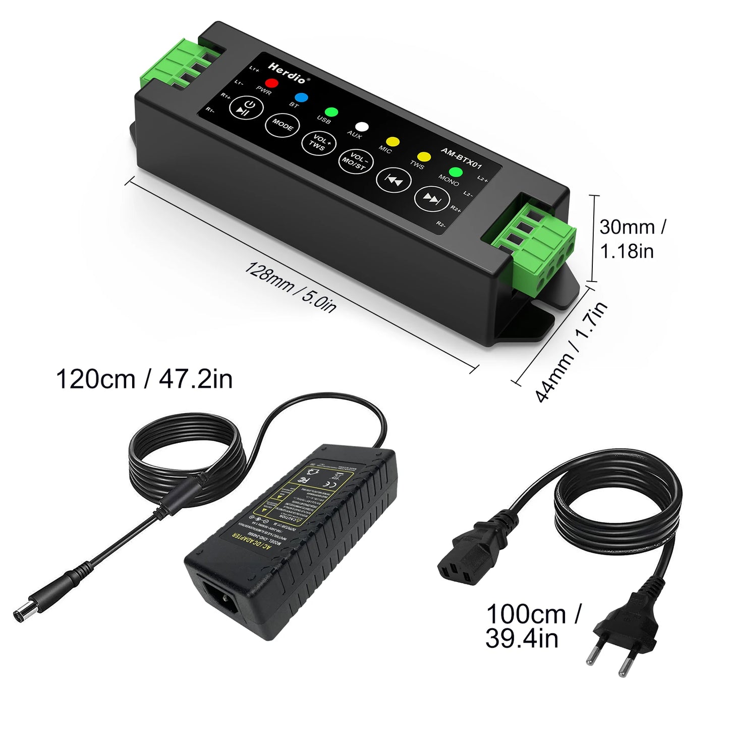 Herdio 4PCS 6.5‘’ 800W Outdoor Bluetooth Speakers Wired Waterproof With Multifunctional Amplifier Wall Mount Speakers For Patio