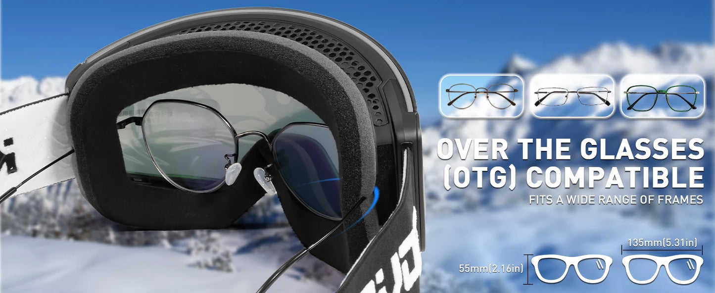 KAPVOE Ski Goggles Double Layers Anti-fog Big Ski Glasses Skiing Mask Snowboard Eyewear Outdoor Men Women UV400 Snow Goggles New