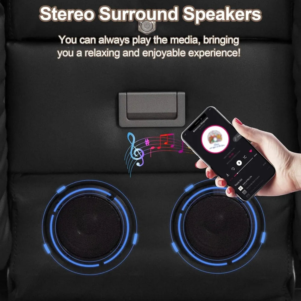 Power Loveseat Recliner Sofa Home Theater Seating with Console Electric Recliner RV Sofa with USB And Outlets Massage And Heat