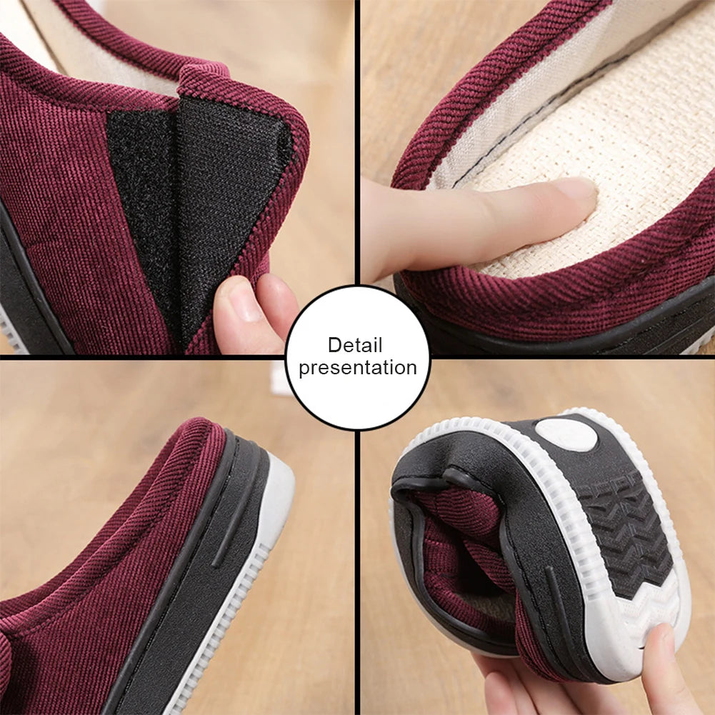 Men Women's Diabetic Slippers Open Toe Slide Slippers with Rubber Sole Swollen Feet Slippers for Indoor Outdoor