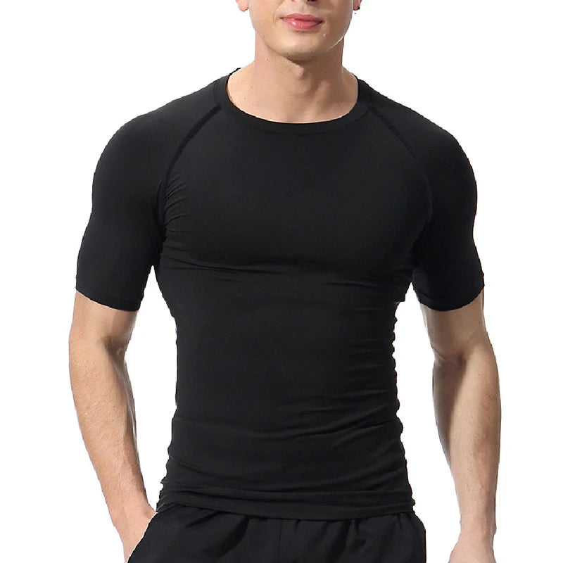 Men Short Sleeve t-Shirt Quick Dry Compression Shirts Fitness Gym t-Shirts Sport Bodybuilding Shirt Running Football Tee Shirts