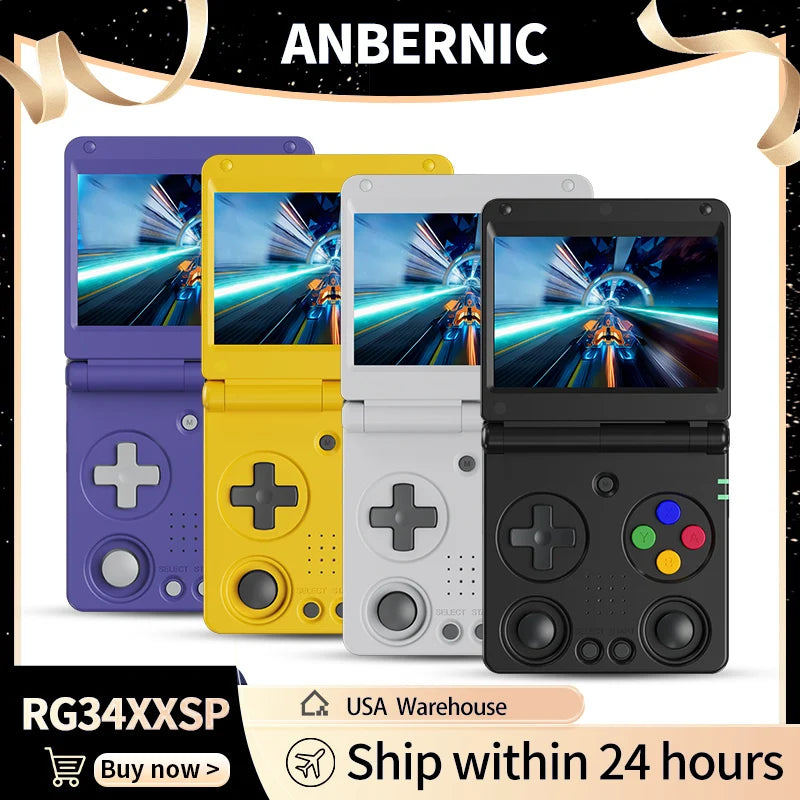 Anbernic RG34XXSP Retro Flip Handheld Game Console 3.4" IPS 720*480 Screen Linux 64-bit 3300mAh Collapsible Video Gaming Player