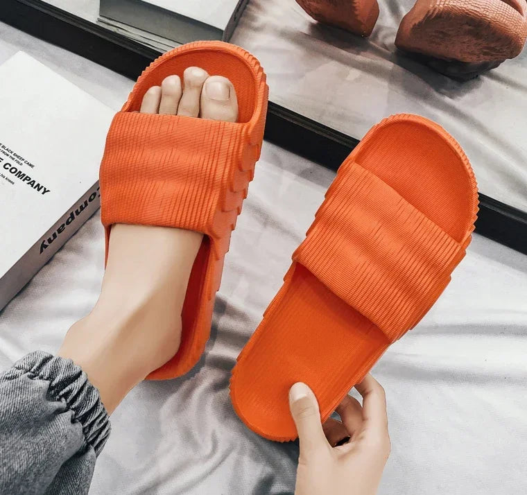 Soft Home Slippers Couple Summer Indoor Skid Proof Bathroom Slippers Sandals Hotel Solid Color Men Women Flip Flops Flat Shoes