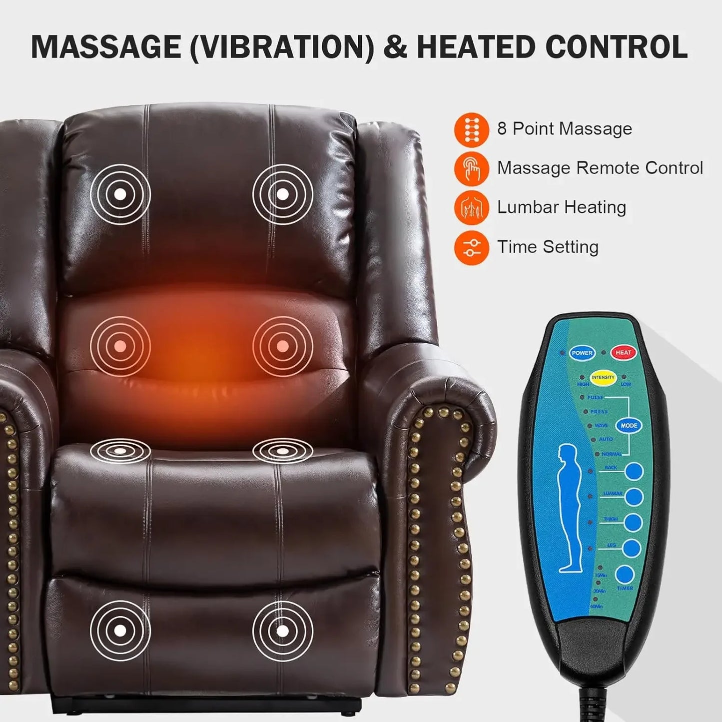 [Limited Stock, Buy Now!]Dual Motor Lay Flat Lift Chairs Recliners for Elderly with Massage and Heat, Breathable Leather Infinit
