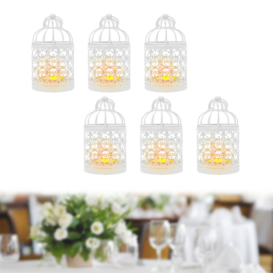 Birdcage Iron Candle Holder, Metal Birdcage Lantern, Decorative Candle Lanterns, Vintage Decoration for Weddings, Parties, 6 Pc