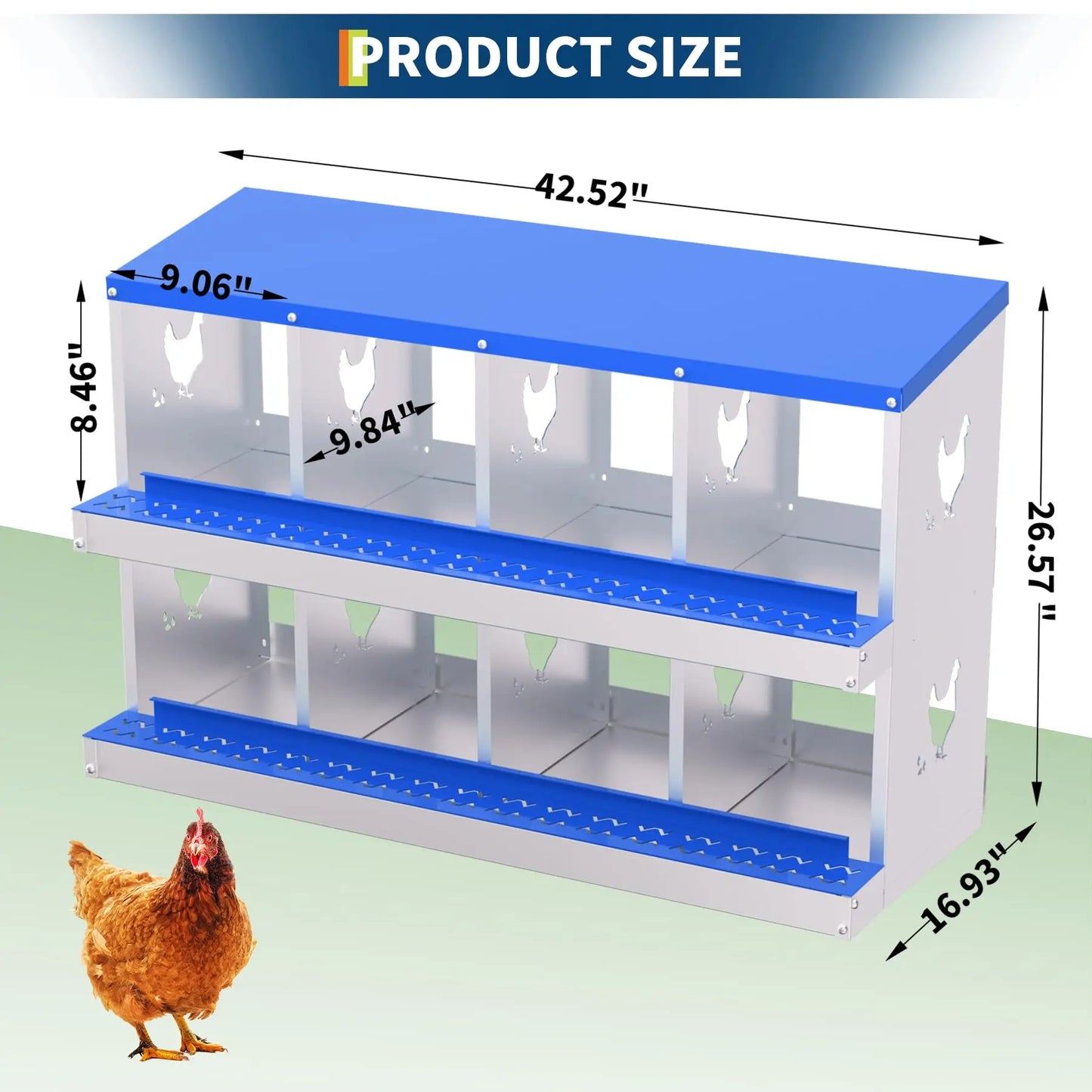 Chicken Nest Box, Chicken Nesting Boxes for Laying Eggs with Ventilation Holes & Anti-Peck Design, Space-Saving Design, Nesting