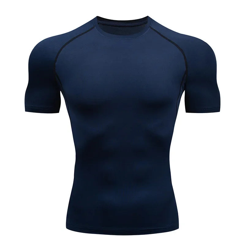 Men Short Sleeve t-Shirt Quick Dry Compression Shirts Fitness Gym t-Shirts Sport Bodybuilding Shirt Running Football Tee Shirts