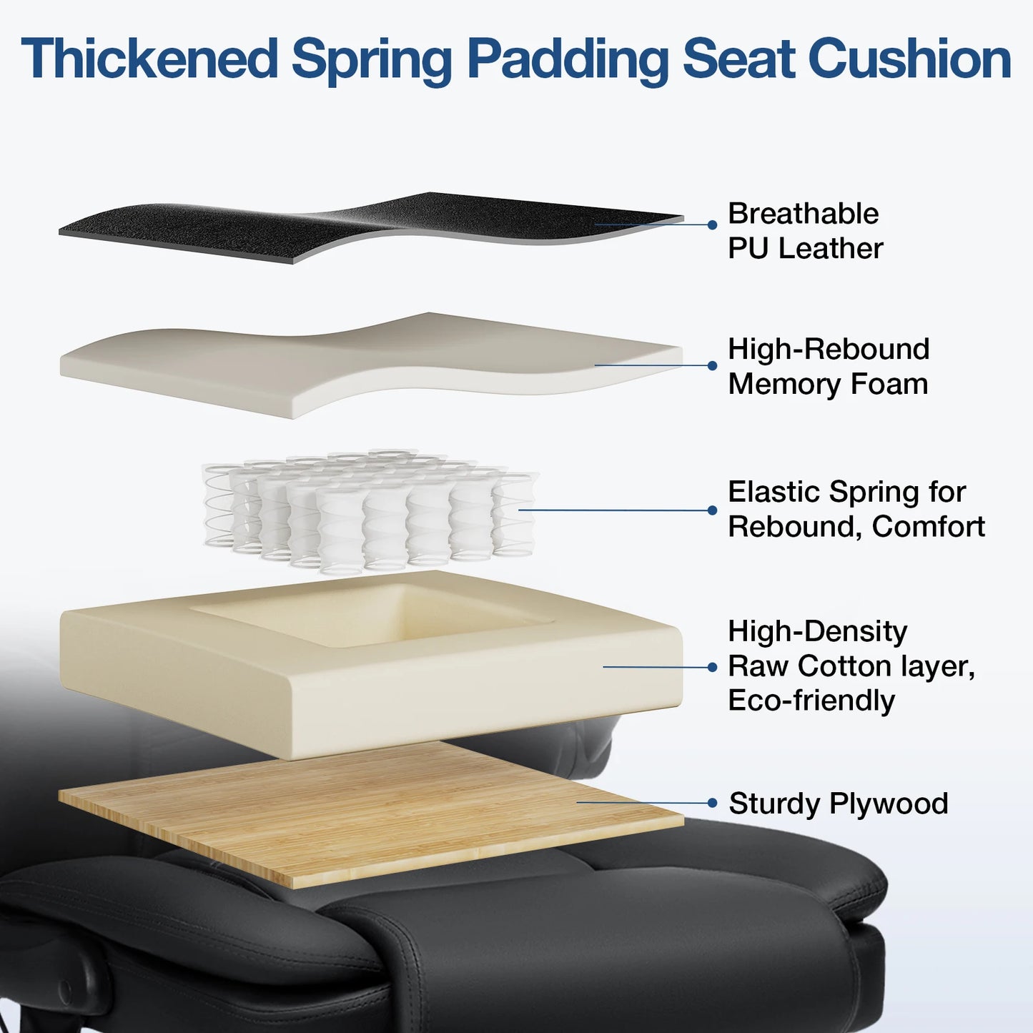 Office Chair With Ergonomic PU Leather Adjustable Height Reclining Backrest Orthopedic Inflatable Computer Recliner Chair Sofas