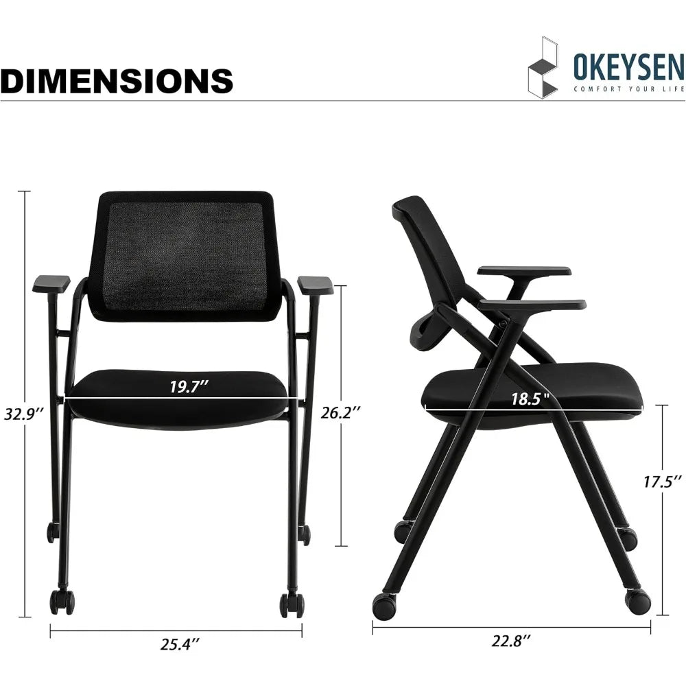 20-Pack Stackable Conference Room Chairs, Folding Office Chairs with Removable Wheels and Mesh Back