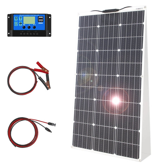 12V Flexible Solar Panel Kit 100W 200W Monocrystalline Waterproof