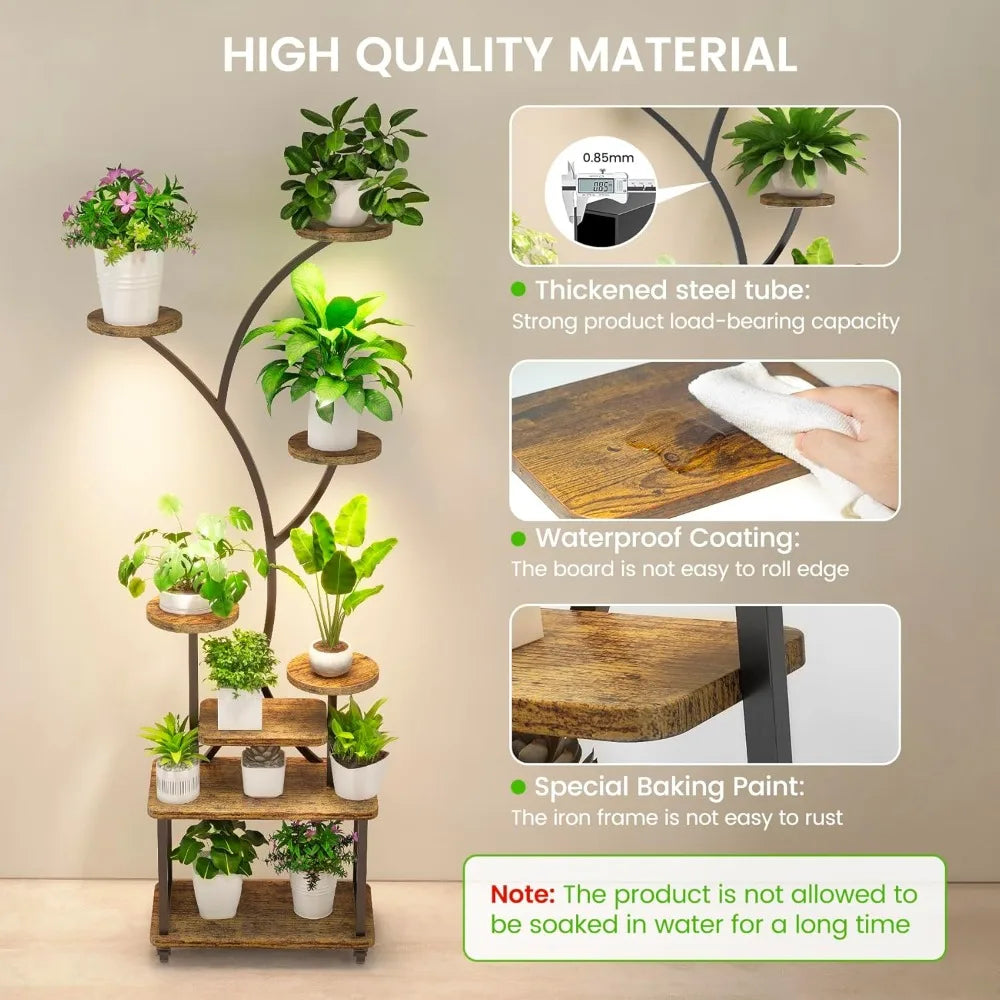 Plant Stand W/Grow Light, Tiered Plants Shelf, Corner Plant Stand Shelves for Indoor bedroom, S-Shaped Plant Rack for Home Patio