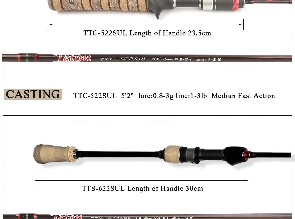 KUYING TETON 1.56m 1.8m 1.86m 1.9m 1.92m 1.98m Super Ultra Soft Light Baitcasting Casting Spinning Lure Fishing Rod Pole Combo