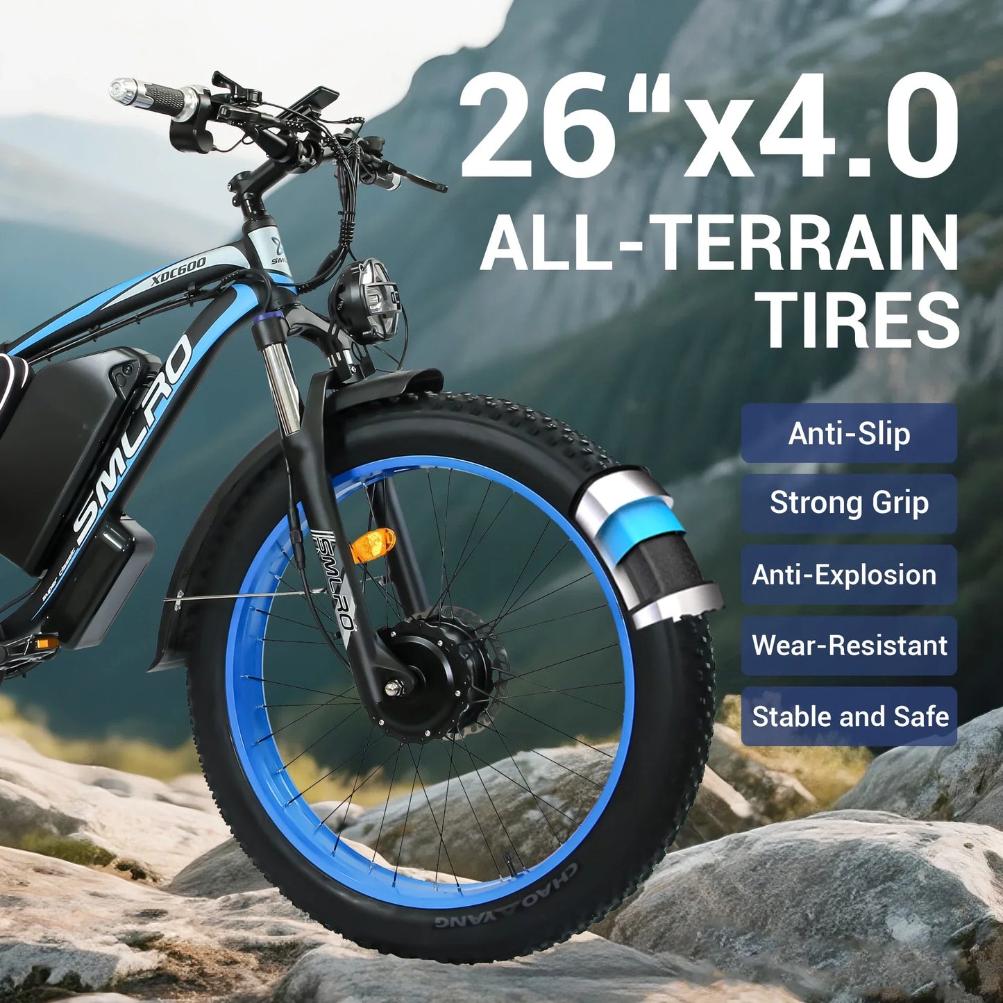 ORLMS XDC600 adult E-bike 1000W 52V 30Ah battery  Electric Bike,26-inch All-terrain fat tire E-Mountain bike