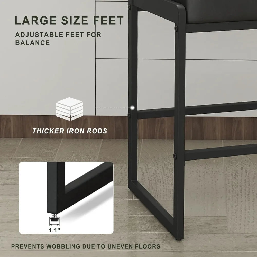 Mid Century Modern Counter Height Bar Stools, 26" Bar Height Chairs with Backs, Upholstered Counter Stools,