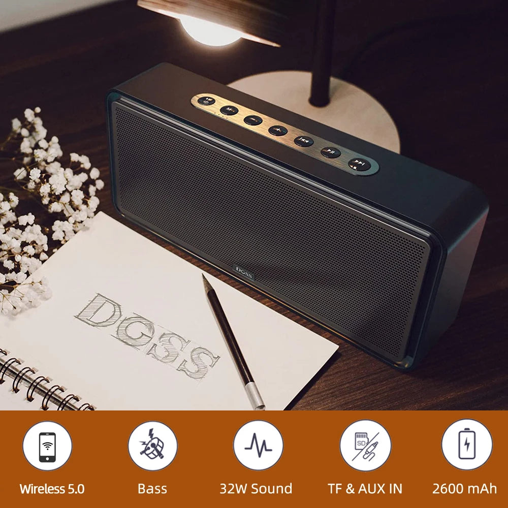 DOSS Home Bluetooth Speaker Powerful 32W Stereo Sound Bold Bass Subwoofer Music Sound Box TWS Wireless Pairing Portable Speakers
