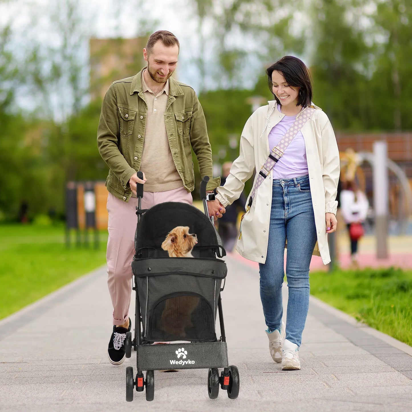 Pet Dog Stroller 4 Wheels Puppy Stroller Rotate with Brakes Storage for Dogs Cats Travel Pet Suplies Outdoor 애완견 유모차