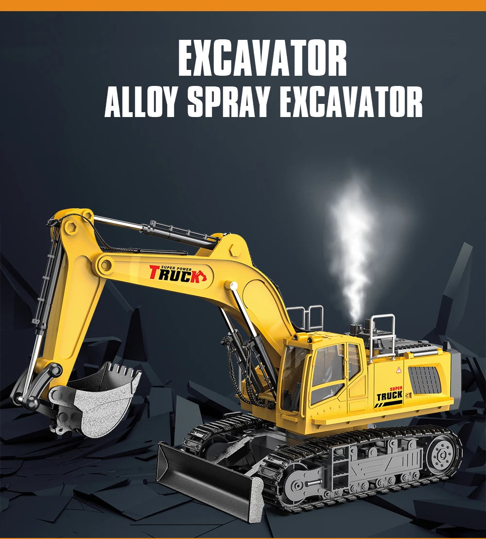 Alloy Excavator Rc Cars Trucks 17CH Dumper Remote Control Car Tractor 1/18 Engineering Electric Vehicles for Kids Boys Children