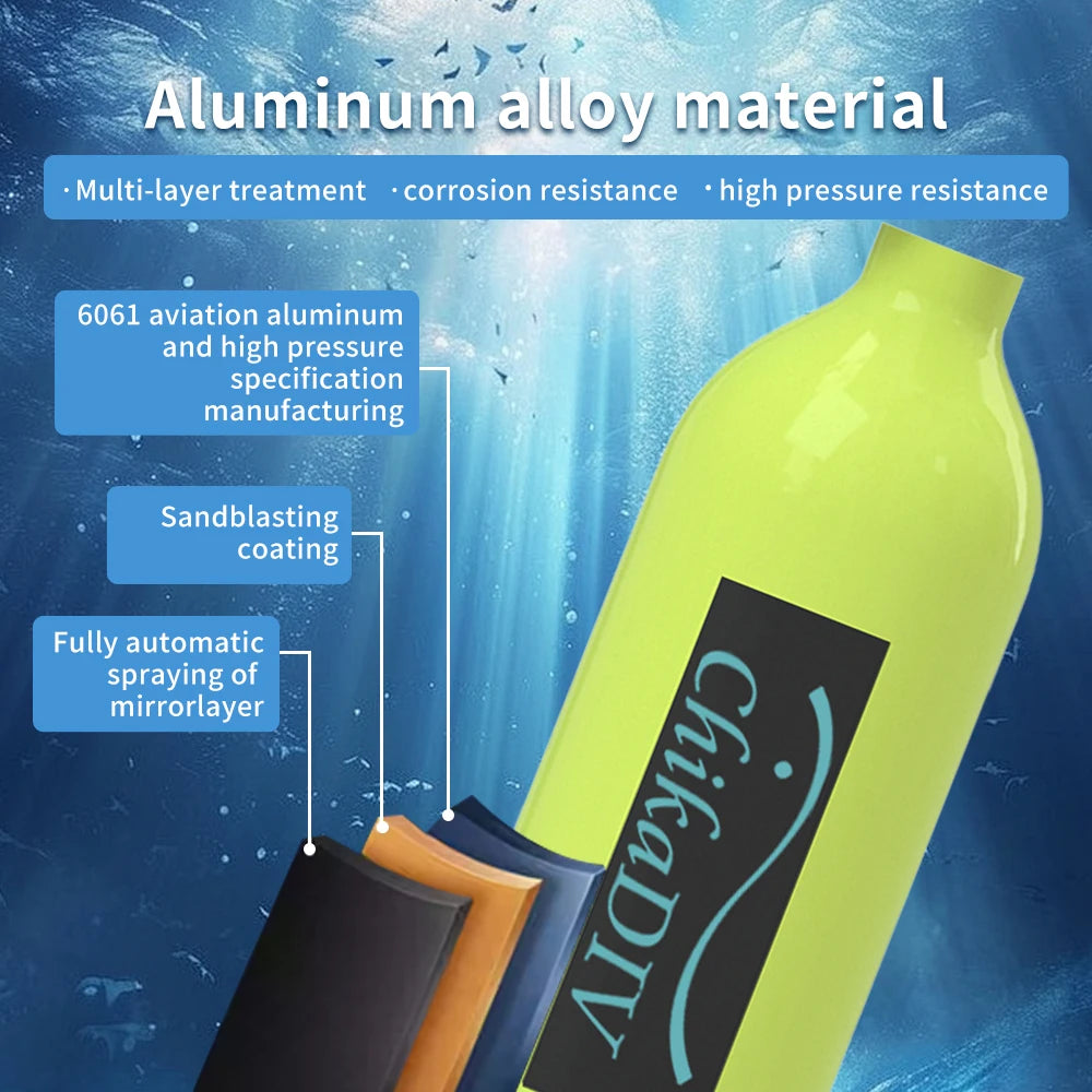 Mini Scuba Tank for Diving, Portable Lung Tank System 1L, 3000 PSI, 15-20 Min Emergency Air, Lightweight Travel Gear