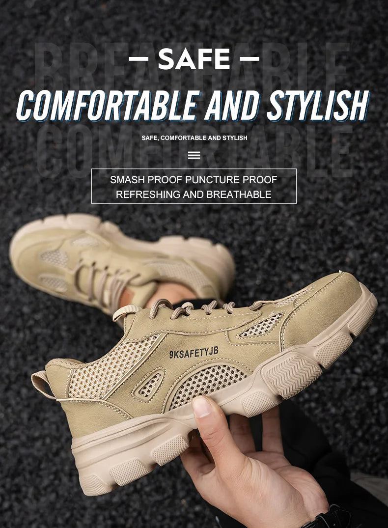Low Top Breathable Safety Shoes Anti-Puncture Anti shock Work Shoes Slip Resistant Work Sneakers Protective Boots for Men