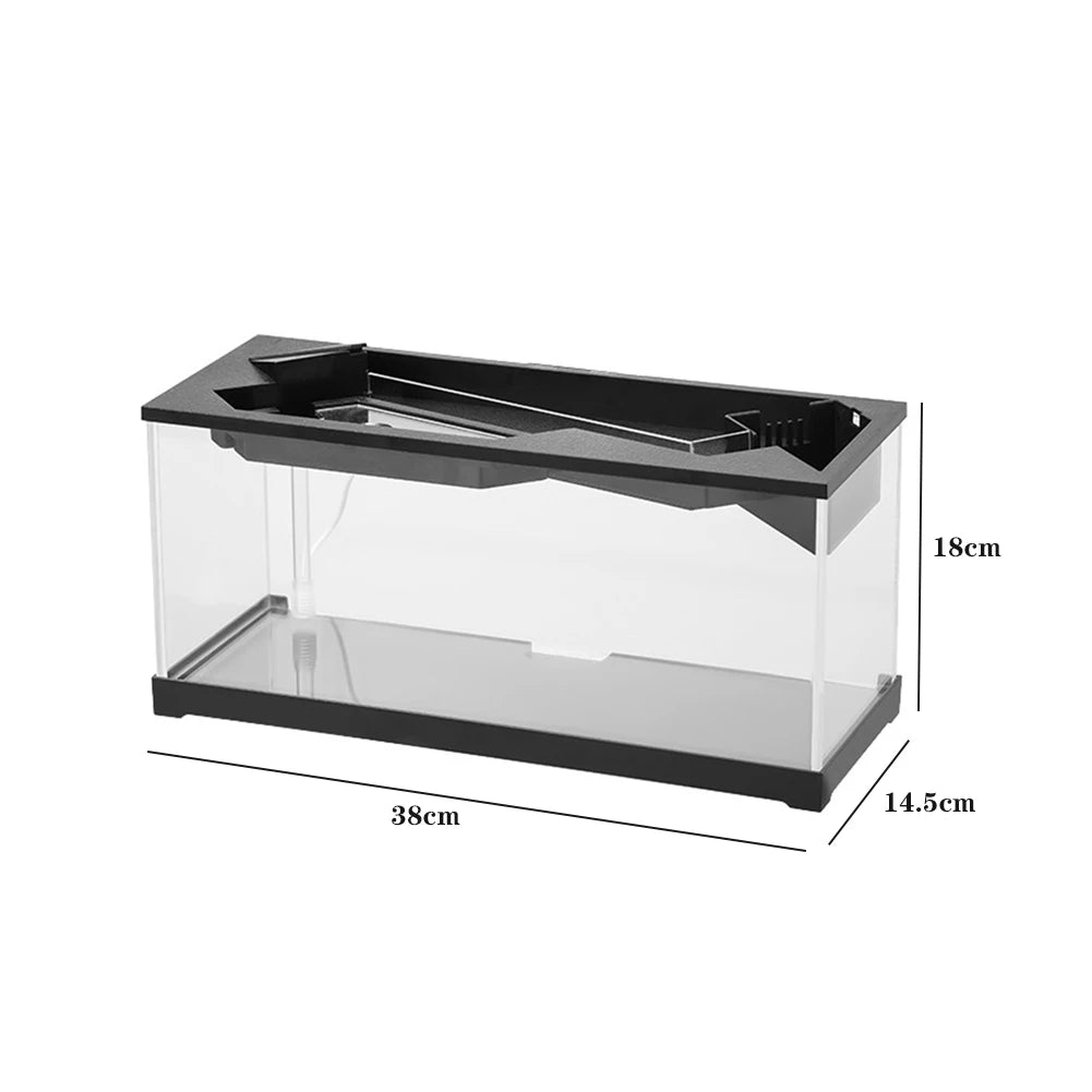 Aquarium Tank With Build-in Light, Water Pump, Clear Cover, Ecological Cycle System, Acrylic Rectangular Fish Tank