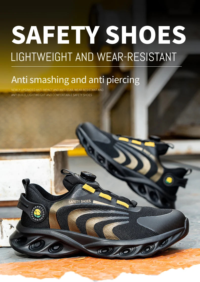 Lace-free, breathable, lightweight and comfortable anti-smashing and anti-puncture safety shoes