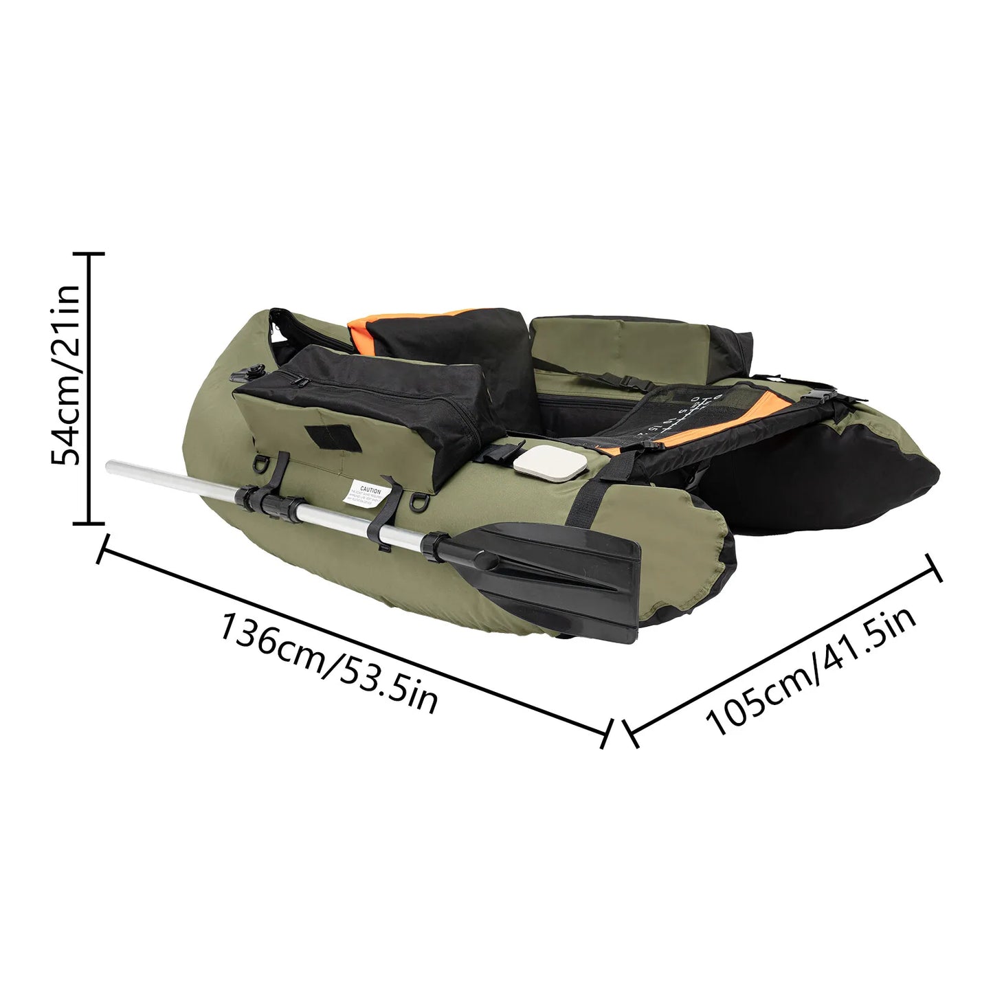 Outdoor Inflatable Fishing Boat Adjustable Backrest 130kg/286.6lbs Load