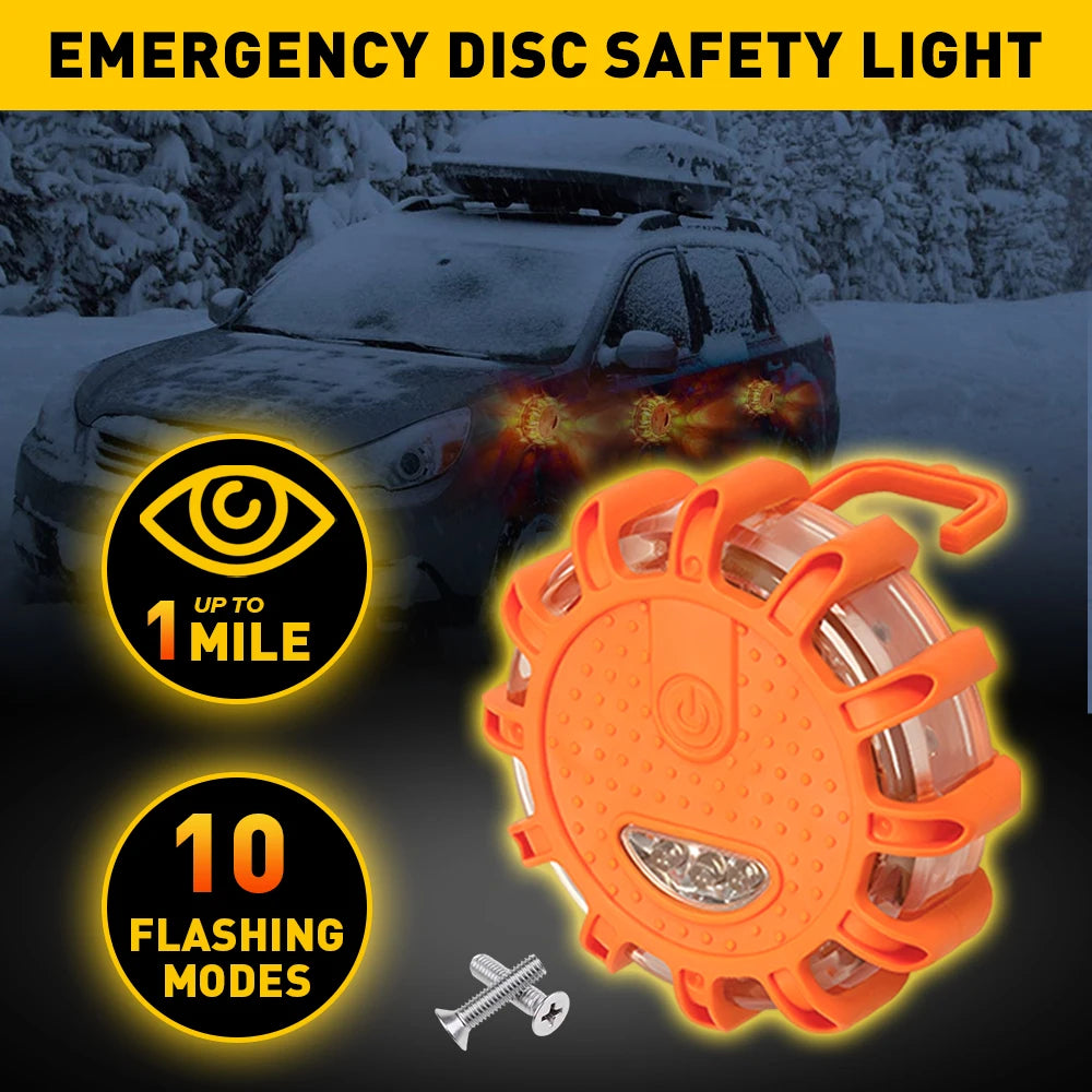 1Pcs 10 Mode Magnetic LED Strobe Warning Light Car Emergency Road Rescue Safety Flashing Lights Roadside Auto Signal Beacon Lamp