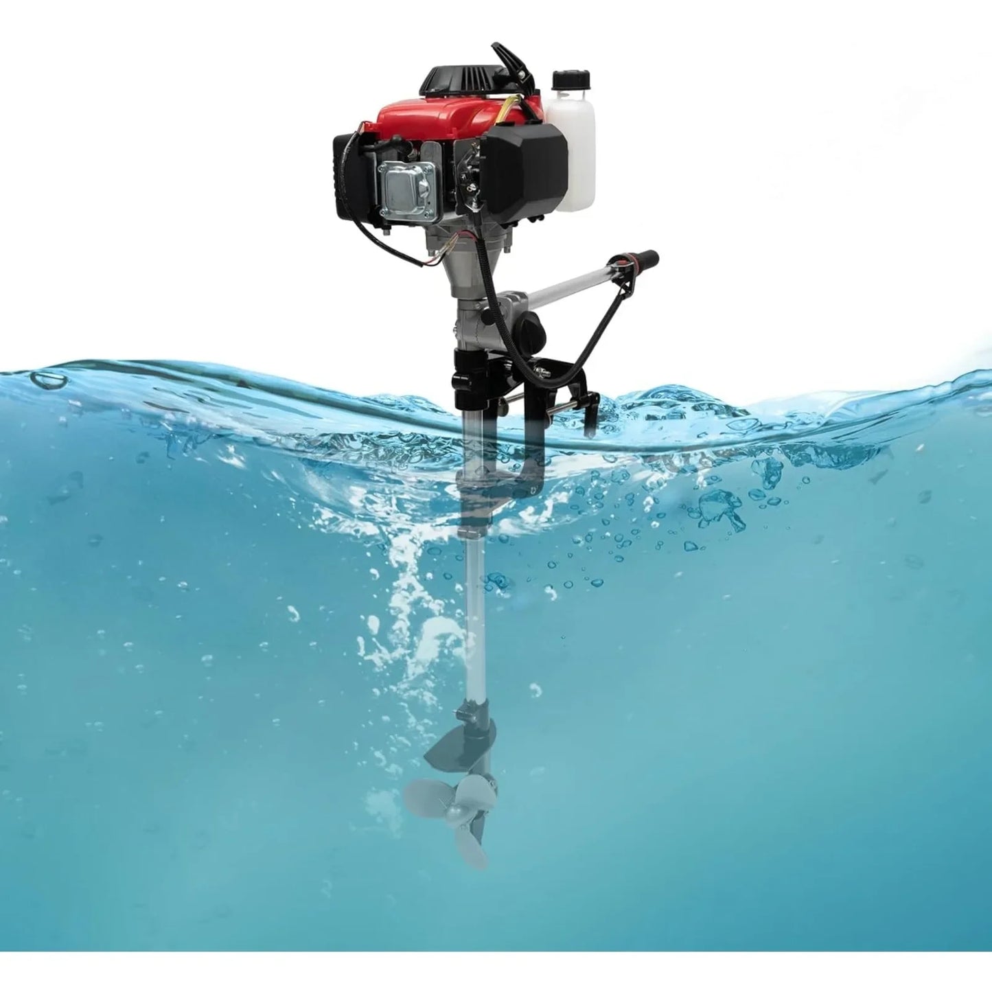 4-Stroke 4HP Boat Outboard Motor 53.2CC, Boat Engine with Air Cooling System for Inflatable Boats, Fishing Boats