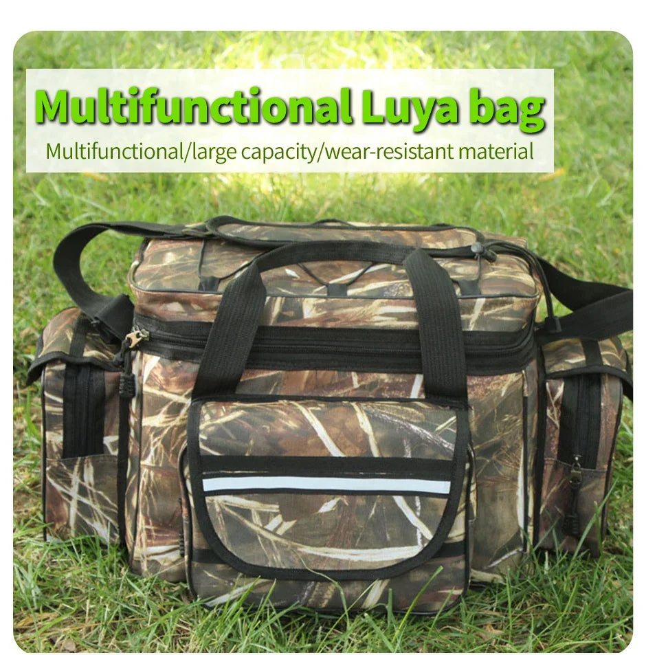 Topline Tackle Versatile Fishing Backpack 50*30*25cm Oxford Fabric Anti-Scratch Convenient Large Capacity Fishing Shoulder Bag