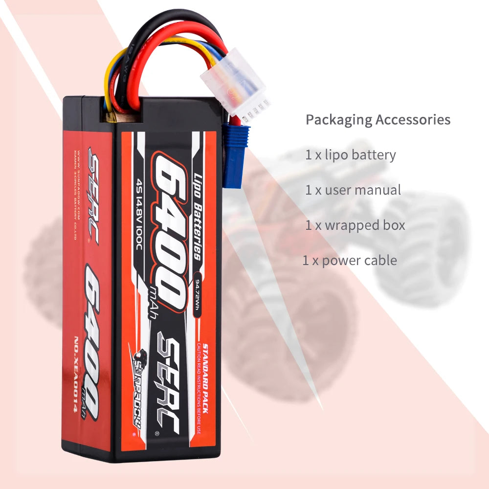 SUNPADOW 2S 3S 4S Lipo Battery for 6400mAh 7.4V 11.1 EC5 Plug 100C for RC Car Plane DJI Truck Tank Buggy Racing Boat Models 2pcs