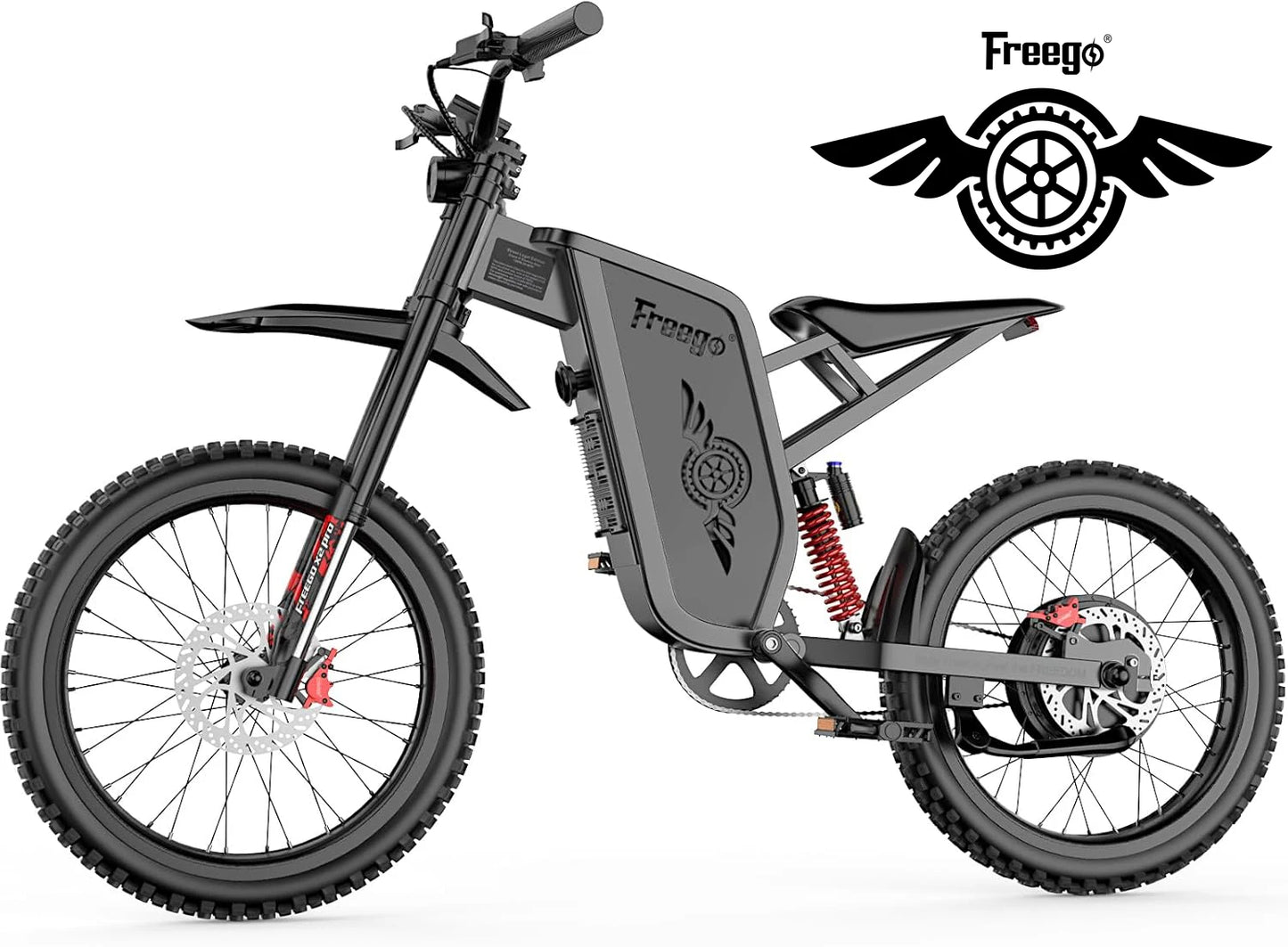 Freego Electric Dirt Bike for Adults X2 Pro Electric Motorcycle 6000W Motor 1800wh Battery Full Suspension 50MPH off-road E-Bike