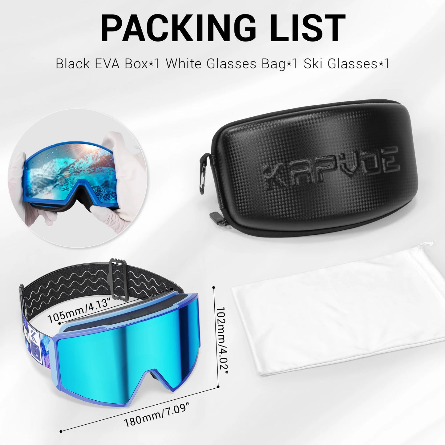 KAPVOE OTG Ski Goggles UV400 Magnetic Attraction Anti-Fog Skiing Goggles Men Snowboard Glasses Women Outdoor Snow Sunglasses
