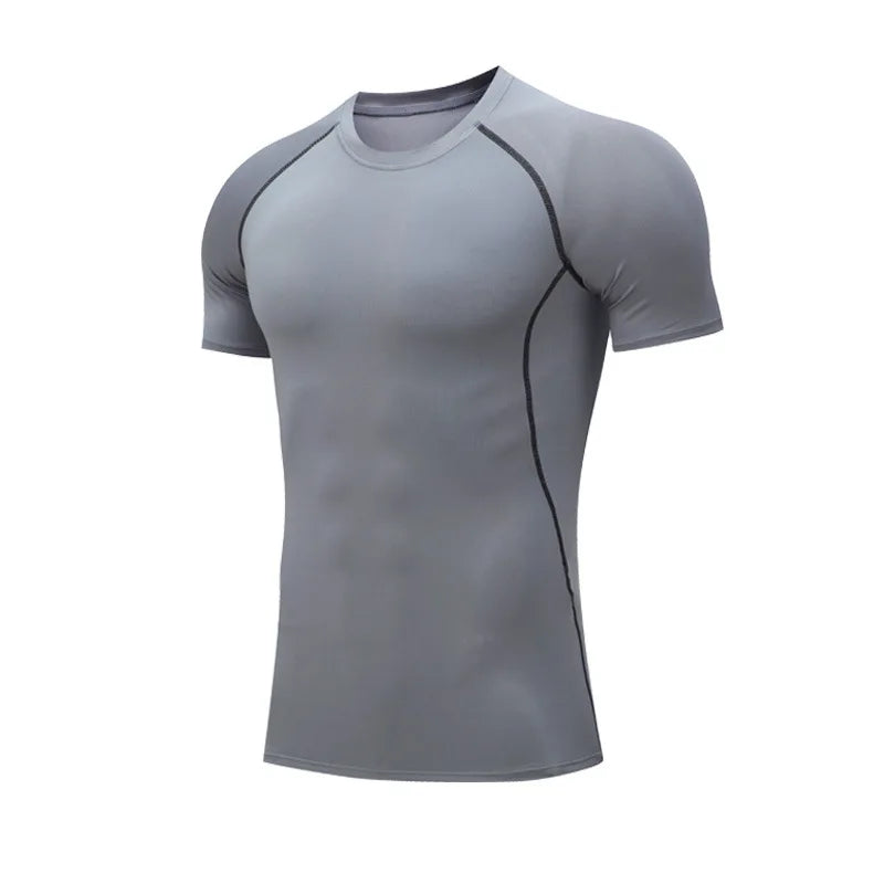 Men Short Sleeve t-Shirt Quick Dry Compression Shirts Fitness Gym t-Shirts Sport Bodybuilding Shirt Running Football Tee Shirts
