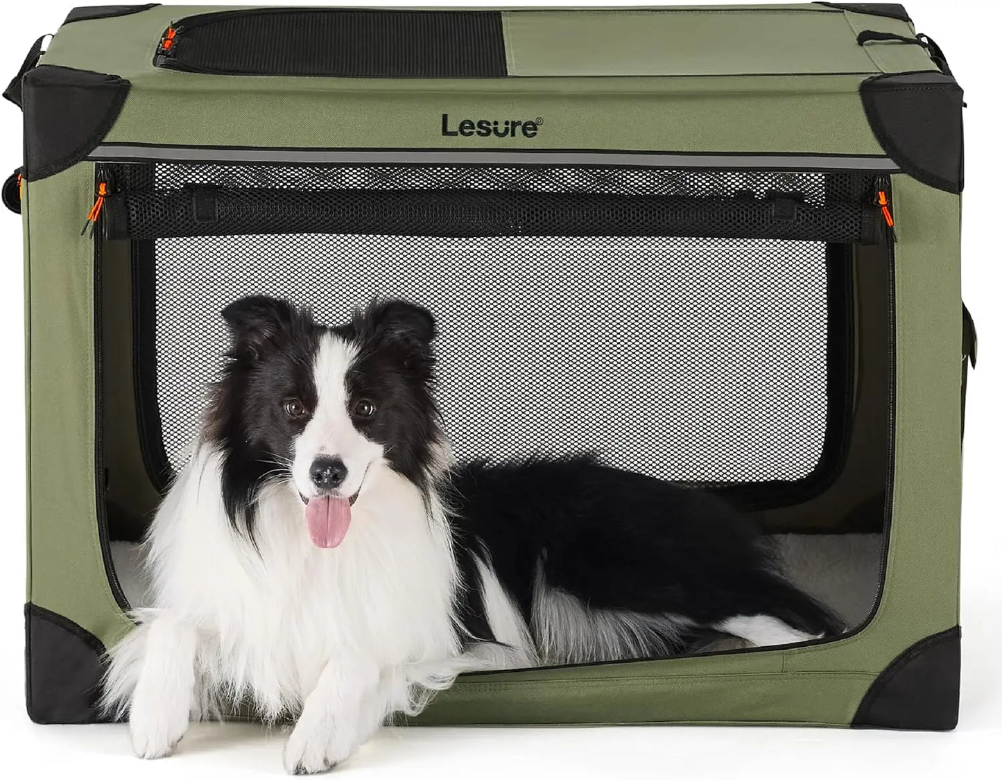 Soft Collapsible Dog Crate - 42 Inch Portable Travel Dog Crate for Extra Large Dogs Indoor & Outdoor, 4-Door Foldable
