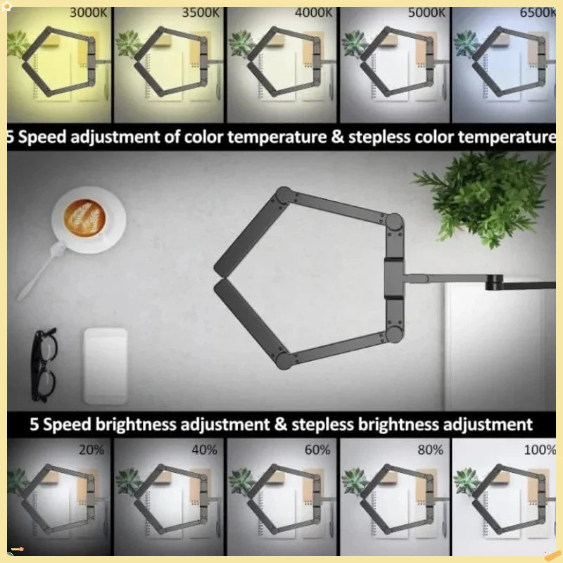 LED Architect Desk Lamp with Clamp, 41.5" Tall 24W Bright Computer Light for Home Office Study Gaming