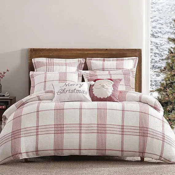 Levtex Home Peppermint Plaid Christmas Duvet Set - Full/Queen Size with 90x94 Duvet Cover and 2 Standard Pillowcases