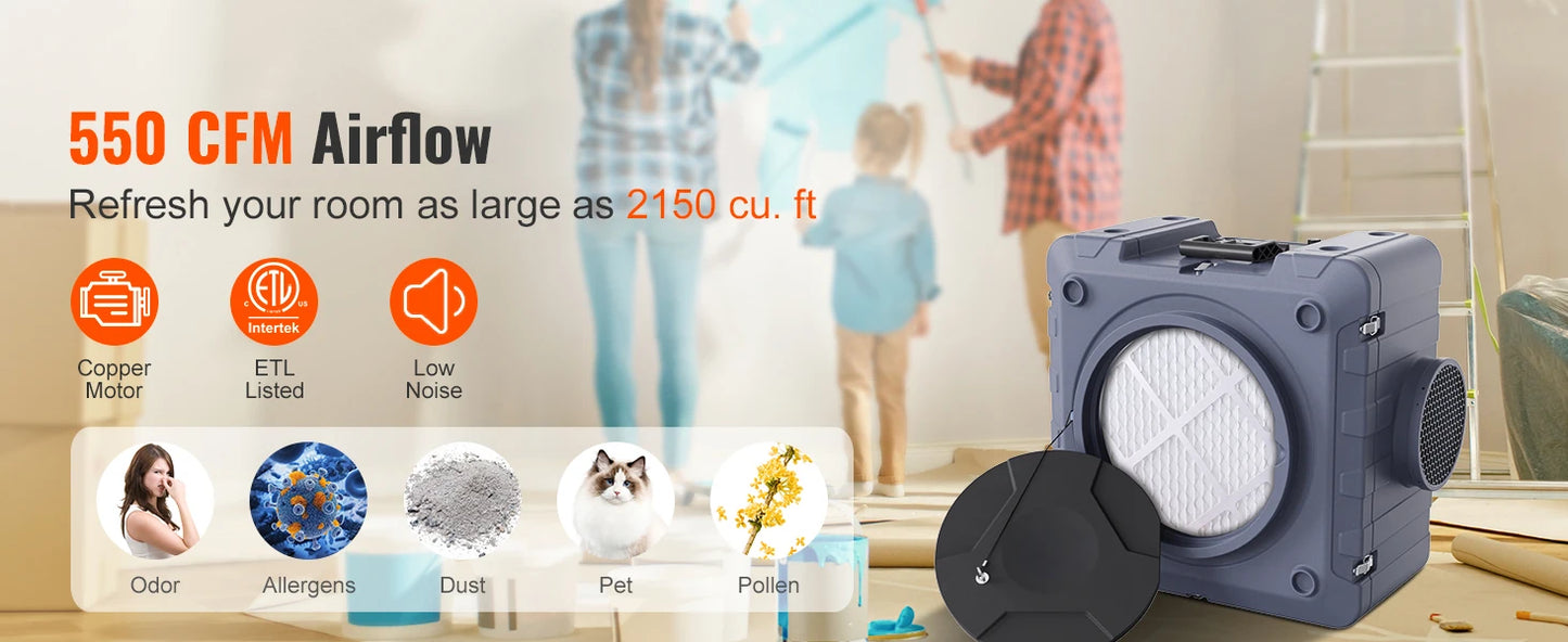 SucceBuy Air Scrubber with 3-Stage Filtration Stackable Negative Air Cleaner Machine with MERV10 for Home Industrial Commercial